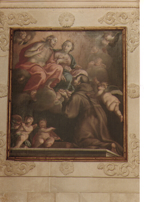 Perdono di Assisi, Cristo con Madonna in gloria e San Francesco d'Assisi (dipinto) - ambito napoletano (prima metà sec. XVIII)