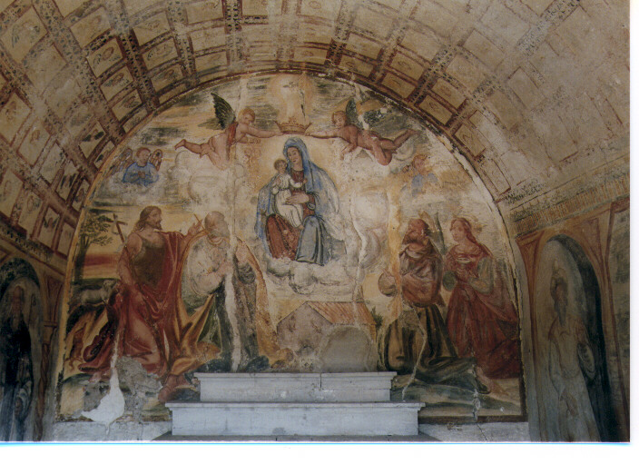 Madonna di Costantinopoli, San Giovanni, Santo, San Francesco, Santa Luci a (dipinto) - bottega salentina (sec. XVI)