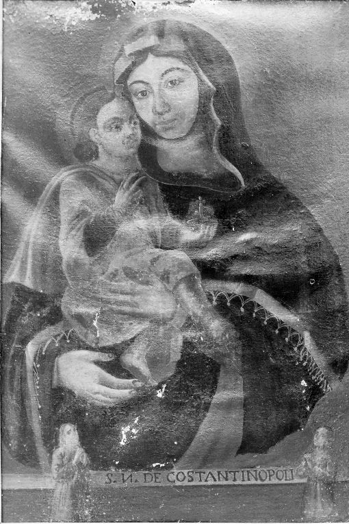 Madonna di Costantinopoli e Gesù bambino (dipinto) - produzione pugliese (sec. XVI)