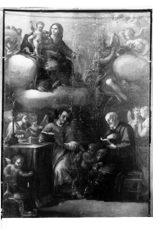 Madonna con San Carlo Borromeo e San Filippo Neri (dipinto) di De Sabato Gabriele (sec. XVIII)