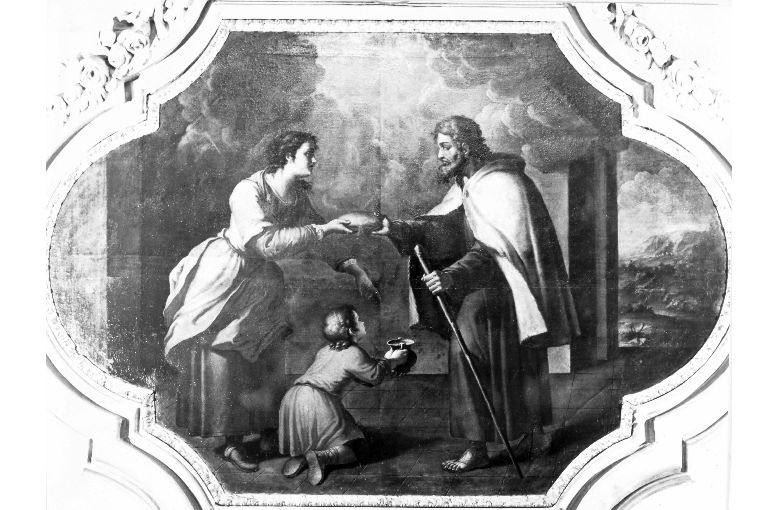 Elia nutrito dalla vedova di Sarepta (dipinto) di Fato Vincenzo (attribuito) (sec. XVIII)
