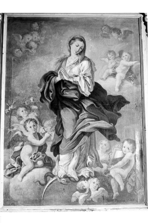 Immacolata Concezione e angeli (dipinto) di Villari (sec. XVIII)