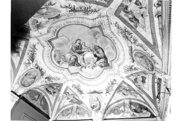 Madonna con Bambino, Santo francescano e angeli (soffitto dipinto) - ambito napoletano (sec. XVIII)