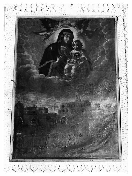 Madonna di Costantinopoli, Madonna con Bambino, veduta di Martina Franca (dipinto) di Gliri Nicola (bottega) (seconda metà sec. XVII)