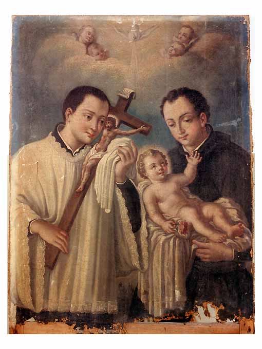San Luigi Gonzaga, Gesù Bambino, san Stanislao Kostka (dipinto) di De Mauro Pietro (seconda metà sec. XVIII)