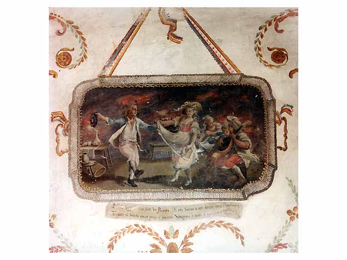 Scena di genere con fanciulla danzante e musici (dipinto) - ambito Italia meridionale (ultimo quarto sec. XVIII)