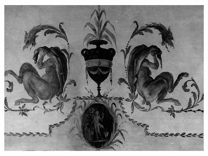 Motivi decorativi a grottesche con medaglione raffigurante Ercole (dipinto) - ambito Italia meridionale (primo quarto sec. XIX)