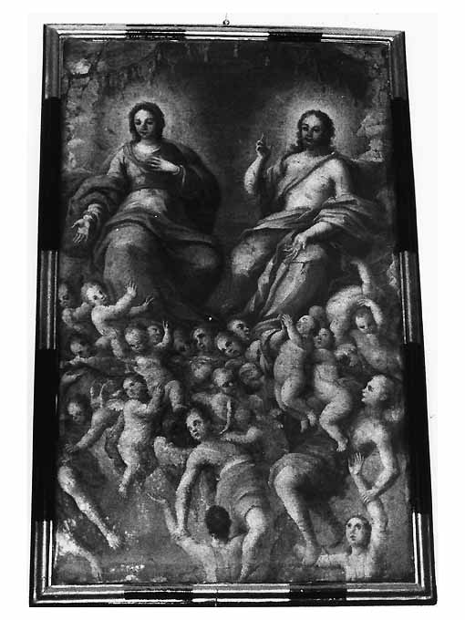 Glorificazione di Gesù e della Vergine, Madonna e Cristo in gloria (dipinto) - ambito pugliese (sec. XVIII)