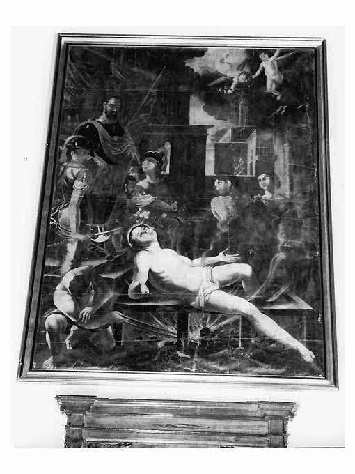 San Lorenzo martire, aguzzini, prefetto, popolani, angeli (dipinto) - ambito pugliese (sec. XVII)