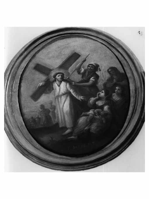 stazione VIII: Gesù consola le donne di Gerusalemme (dipinto) di Mele Francesco (fine/inizio secc. XVIII/ XIX)