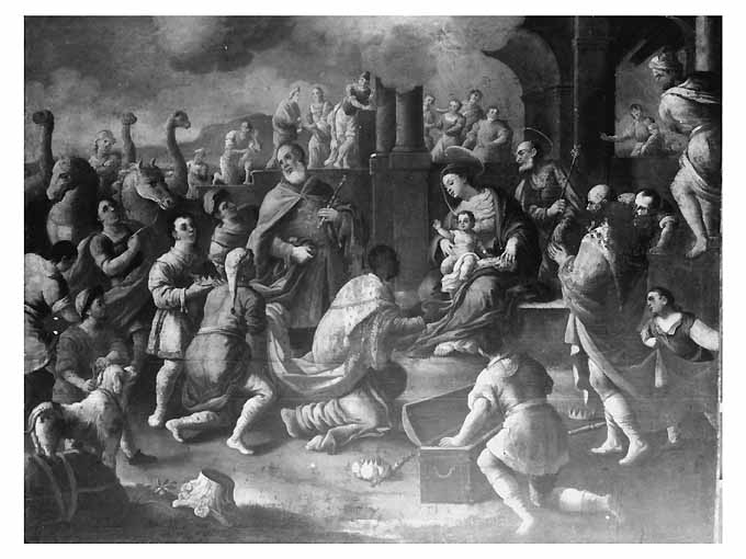adorazione dei Re Magi (dipinto) di Malinconico Nicola (bottega) (fine/inizio secc. XVII/ XVIII)