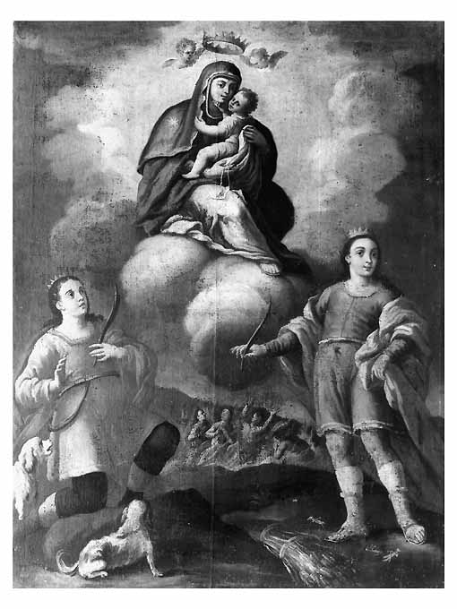 San Vito e san Trifone con covone e cavallette intercedono presso la Madonna del Carmine (dipinto) di De Filippis Giuseppe (prima metà sec. XVIII)
