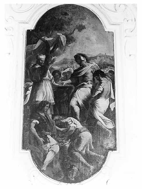 Giuda Maccabeo che offre l'obolo al sacerdote (dipinto) di Riccio Liborio (sec. XVIII)
