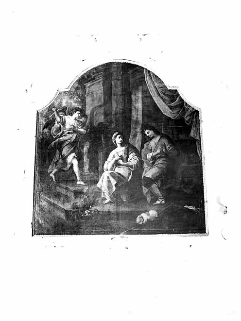 Sara liberata dal demonio prega col suo sposo Tobia (dipinto) di Riccio Liborio (attribuito) (sec. XVIII)