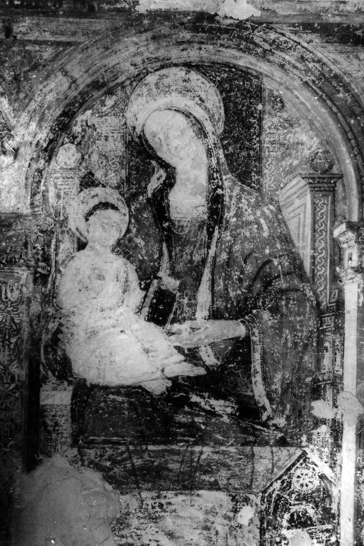Madonna in trono con Bambino tra San Cosimo e San Damiano (dipinto) - ambito salentino (sec. XVI)