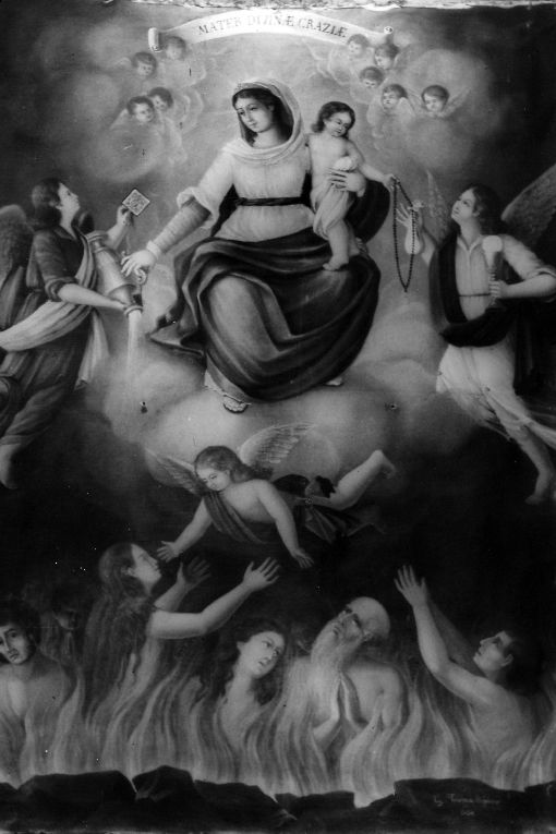 Madonna con personaggi che implorano il suo aiuto (dipinto) di Toma Gioacchino (sec. XIX)