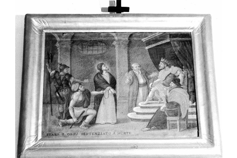stazione I: Gesù condannato a morte (dipinto) di Calò Francesco (sec. XIX)