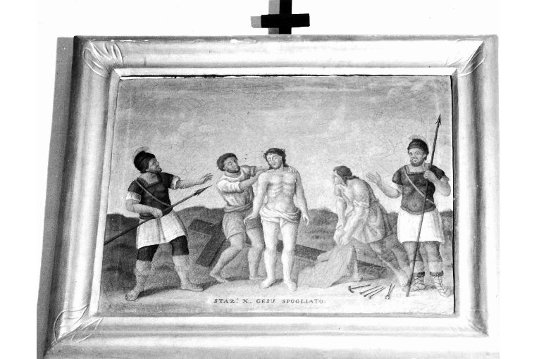 stazione X: Gesù spogliato e abbeverato di fiele (dipinto) di Calò Francesco (sec. XIX)