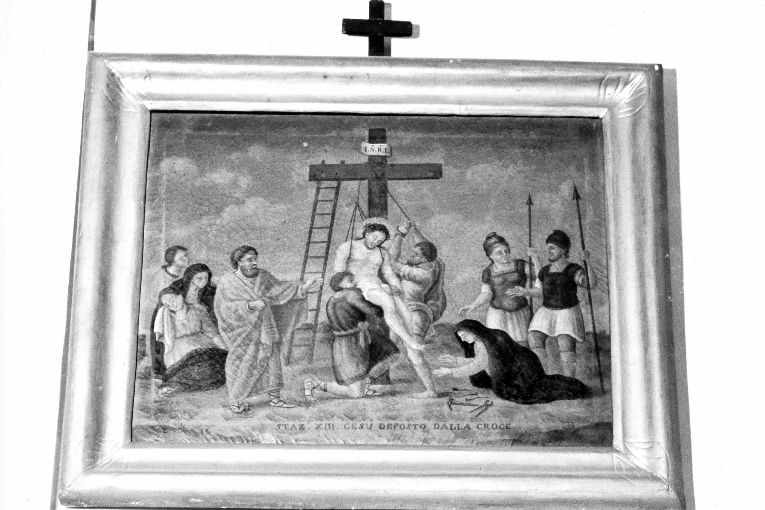 stazione XIII: Gesù deposto dalla croce (dipinto) di Calò Francesco (sec. XIX)