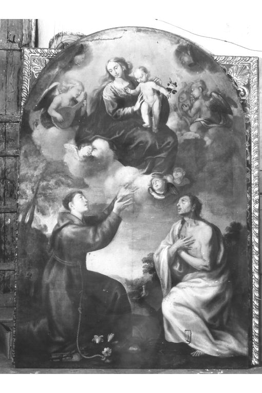 Madonna con Bambino, Sant'Antonio e Santo (dipinto, opera isolata) di Gliri Nicola (attribuito) (terzo quarto sec. XVII)