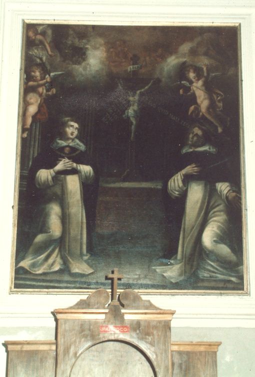 Cristo cocifisso con San Tommaso, San Pietro Martire e angeli (dipinto) - ambito pugliese (seconda metà sec. XVIII)