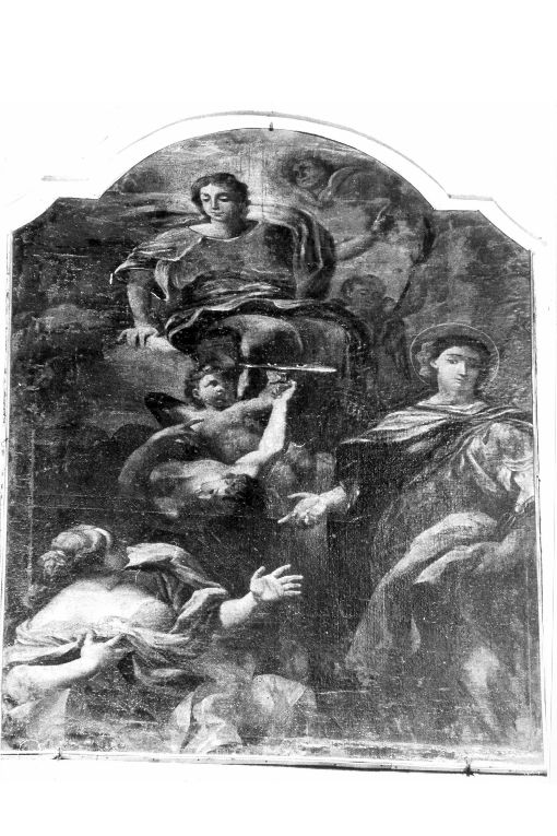 Madonna con santa Lucia , angeli e santa (dipinto) di Maglionico Andrea (sec. XVIII)