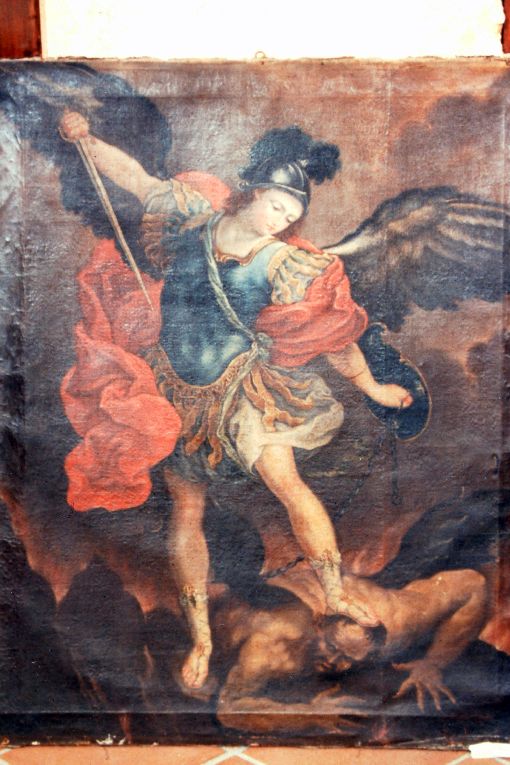 San Michele Arcangelo combatte Satana (dipinto) - ambito pugliese (seconda metà sec. XVIII)
