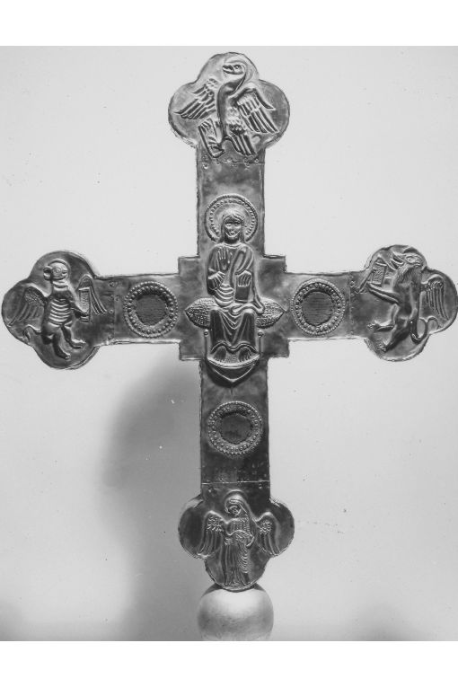 Cristo benedicente e simboli dei quattro Evangelisti (crocifisso, opera isolata) - ambito Italia meridionale (sec. XV)
