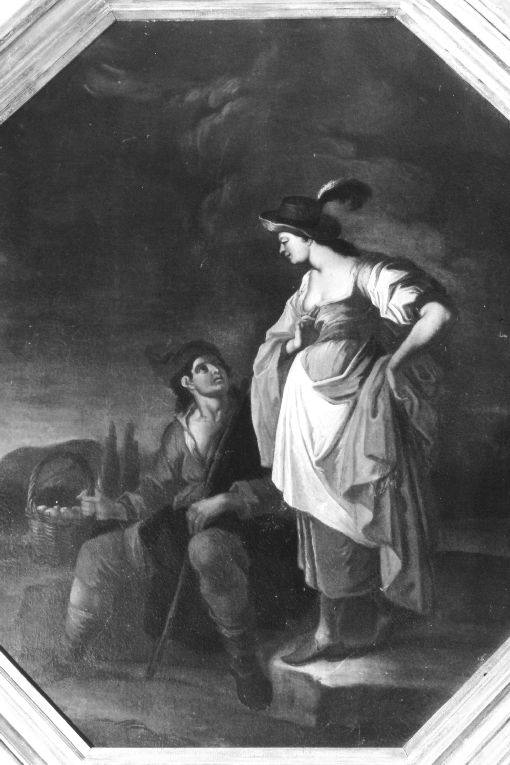 Dama con venditore di uova (dipinto, opera isolata) - ambito napoletano (prima metà sec. XVIII)