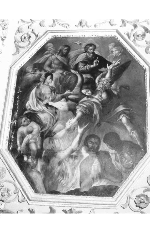 San Michele Arcangelo libera le anime purganti (dipinto) - ambito salentino (sec. XVIII)