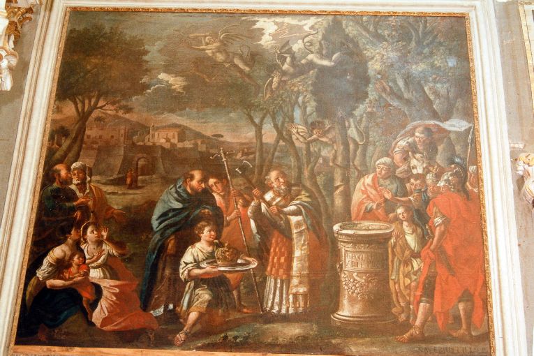 San Nicola di Bari abbatte il cipresso (dipinto) di Lillo Saverio (sec. XVIII)