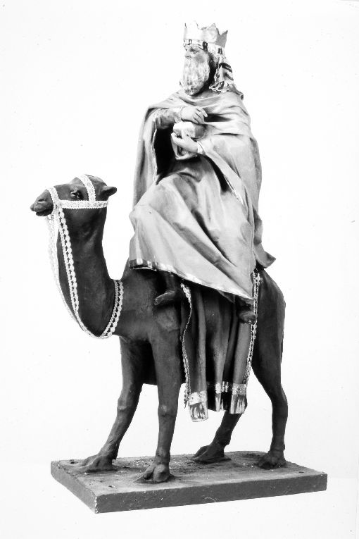 Re Magio a cavallo (statuetta di presepio) - ambito salentino (sec. XX)