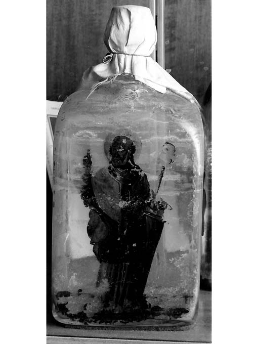 San Nicola di Myra benedicente (ampolla di pellegrinaggio) - produzione muranese-pugliese (prima metà sec. XIX)