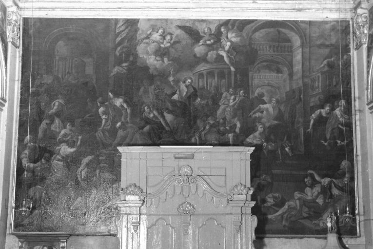 Cristo caccia i mercanti dal tempio (dipinto) di Lillo Saverio (sec. XVIII)