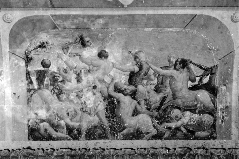 Rapimento di Ippodamo, Lotta tra centauri e lapiti (dipinto) - ambito romano (fine/inizio secc. XVI/ XVII)