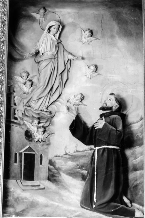 apparizione della Madonna a San Francesco d'Assisi (rilievo) di Caretta Raffaele (prima metà sec. XX)