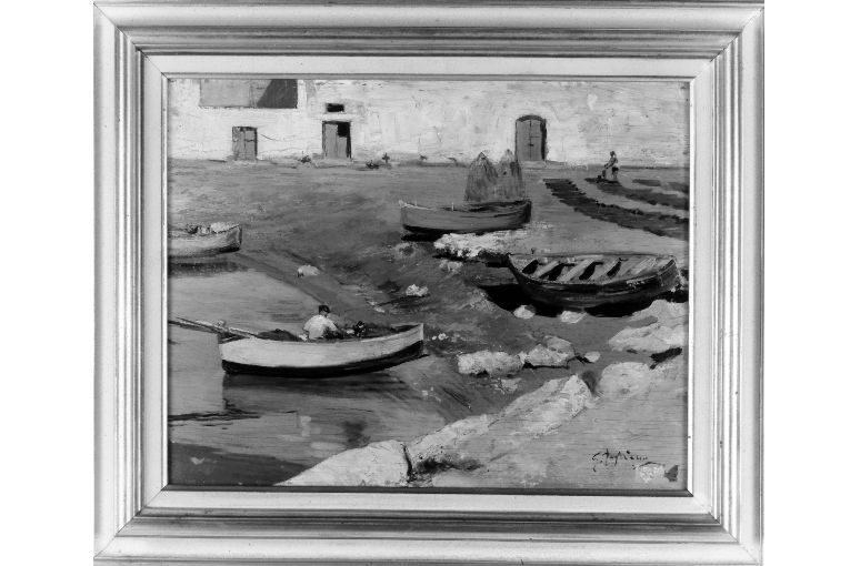 Barche a Gallipoli (dipinto) di Pagliano Giulio (sec. XX)