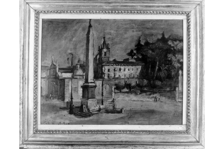 Piazza del Popolo (dipinto) di Barbieri Carlo (sec. XX)