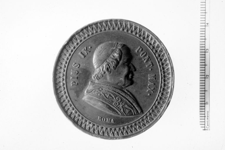 Ritratto di Pio IX papa (verso)/ Immacolata Concezione (recto)/ (medaglia) - ambito romano (sec. XIX)