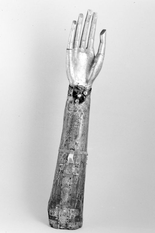 reliquiario antropomorfo - a braccio - manifattura salentina (ultimo quarto sec. XIV)