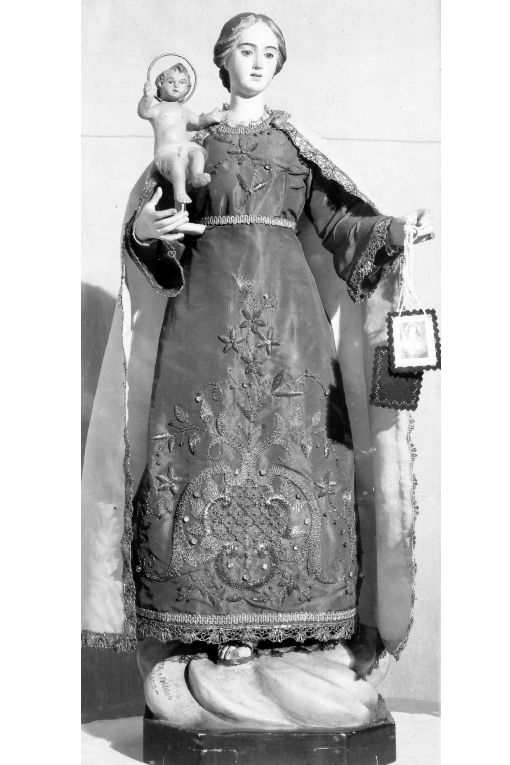 Madonna del Carmine, Madonna con Bambino (statuetta) di Pantaleo Francesco, Zilli Pasquale (secondo quarto sec. XX)