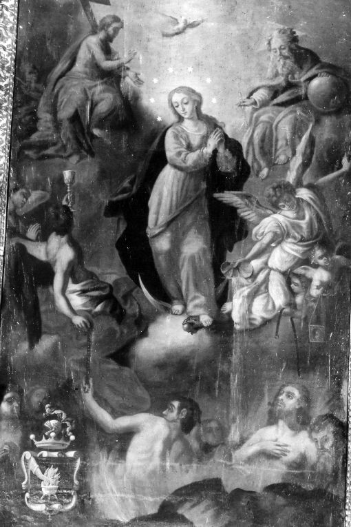Madonna Immacolata con Trinità e anime purganti (dipinto) - ambito salentino (sec. XVII)