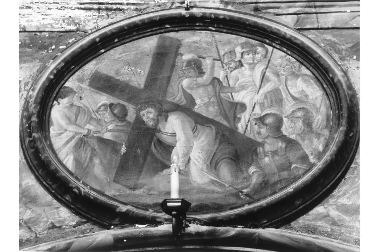 stazione IX: Gesù cade sotto la croce la terza volta (dipinto) - ambito salentino (seconda metà sec. XVIII)