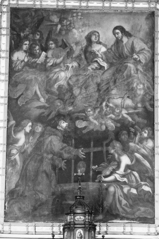 Madonna e Cristo in gloria con san Francesco d'Assisi (dipinto, opera isolata) - ambito leccese (sec. XVII)