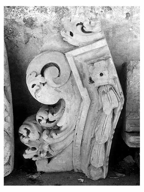 motivi decorativi a girali d'acanto (rilievo, frammento) - ambito salentino (secc. XVII/ XVIII)
