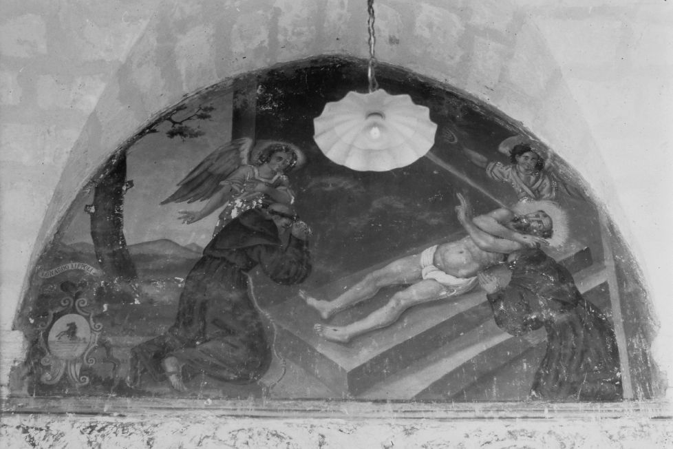 Morte di san Francesco e verifica delle stigmate, San Francesco, francescani, angeli (dipinto) - ambito pugliese (sec. XVII)