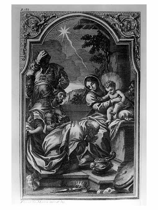 adorazione dei Re Magi (stampa) di Lamarra Francesco (sec. XVIII)