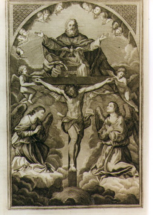 Crocifissione con la Trinità e Angeli (stampa) - ambito romano (sec. XVIII)