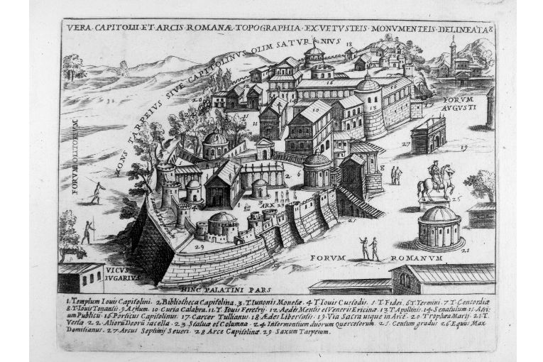 Topografia del Campidoglio con gli antichi monumenti (stampa) di A. B (seconda metà sec. XVIII)