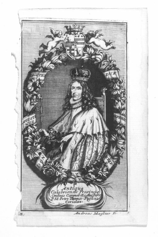 Ritratto di re non identificato (stampa smarginata) di Magliar Andrea (prima metà sec. XVIII)